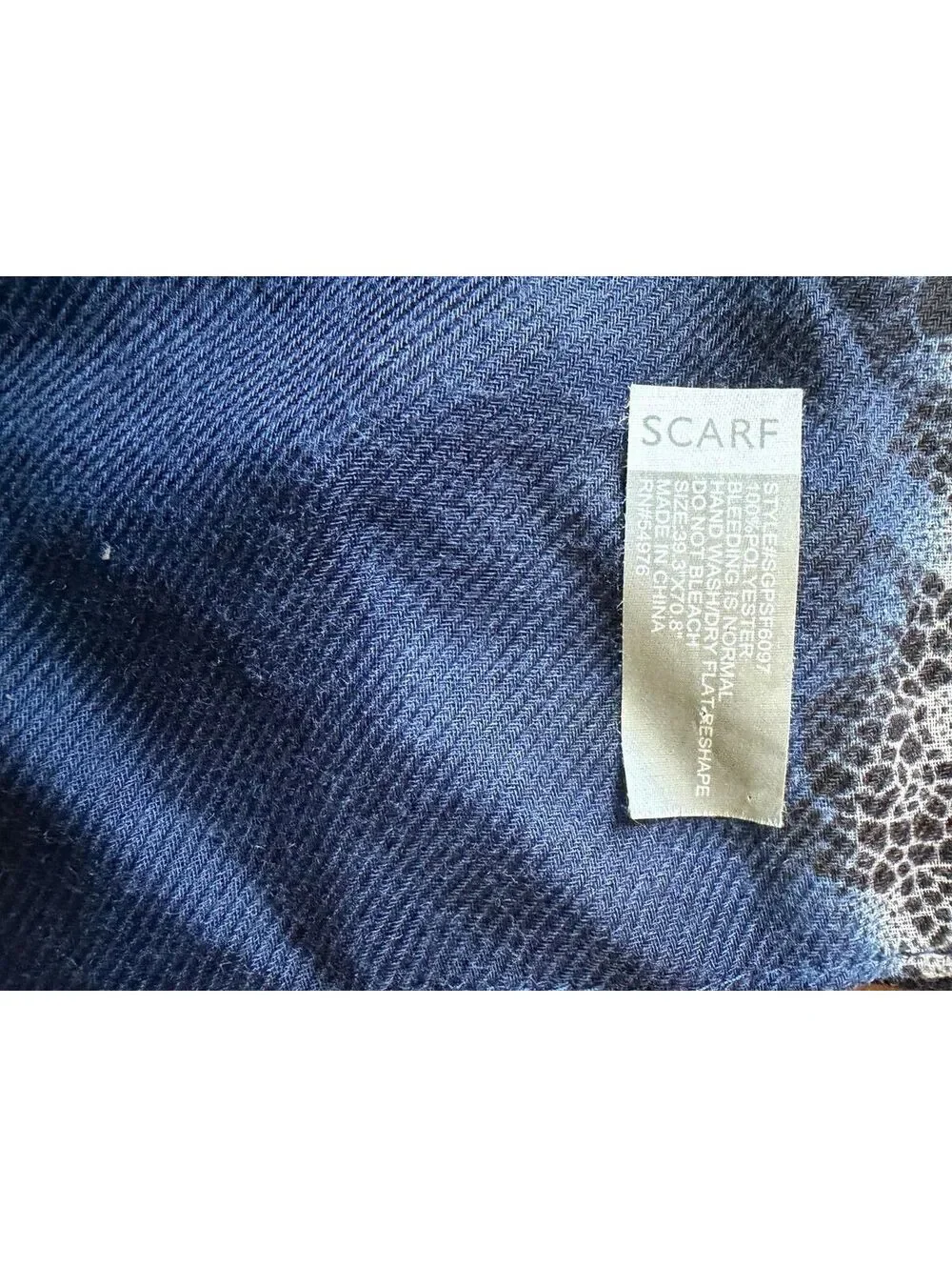 Leopard Print and Navy Blue Patterned Scarf nwot